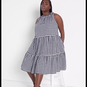 Tiered Gingham Midi Skirt - Black & White